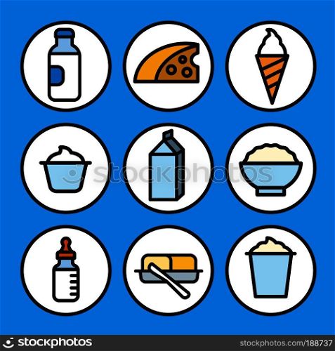 illustration of the milk products icon set. milk products icons
