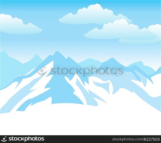 Illustration of the mountains covered by snow. Snow mountains