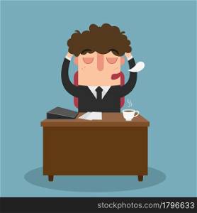 Illustration of the office man falling asleep during working