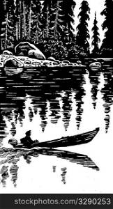 illustration of the person on boat
