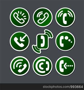 illustration of the phone call stickers set. phone call stickers