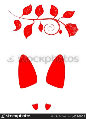 illustration of the red woman footprint with rose