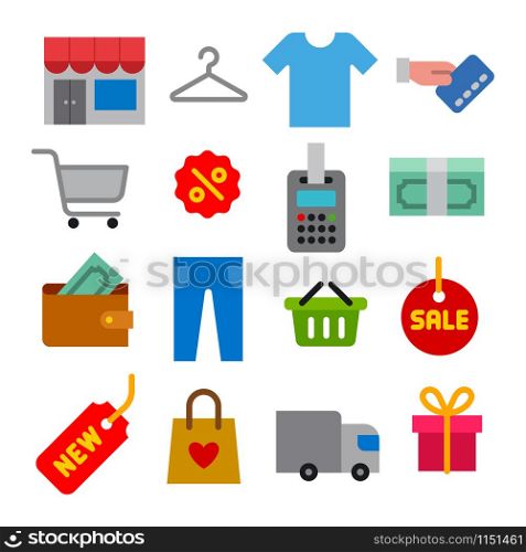 illustration of the set shopping and sale icons outline. shopping icons