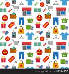illustration of the shopping and sale seamless pattern. shopping pattern