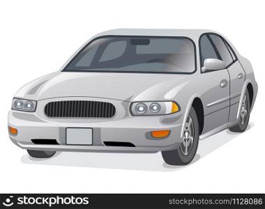 illustration of the silver car sedan on the white background. car sedan