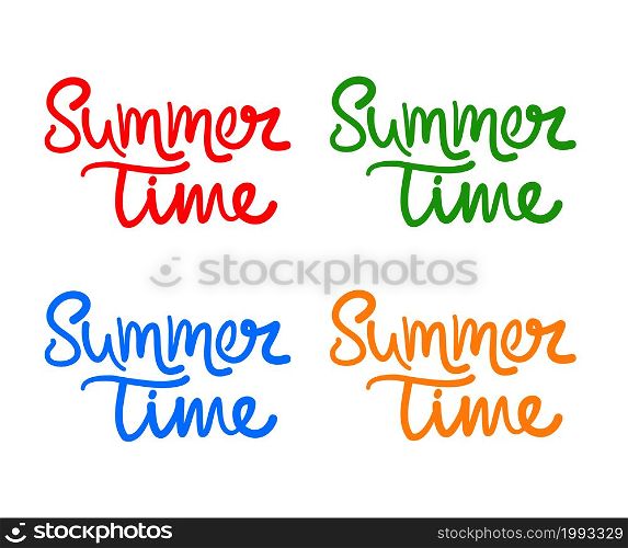 illustration of the summer time concept colorful calligraphy and lettering