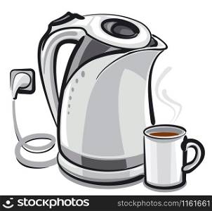 illustration of the tea pot and cup. tea pot and cup