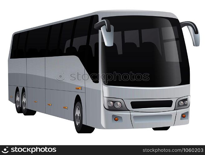 illustration of the white passenger city bus on the white background. passenger city bus