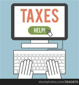 Illustration of the word taxes on computer screen