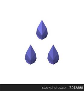Illustration of three simple origami water drops isolated on white background