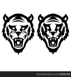 Illustration of tiger head on white background. Design element for logo, label, emblem, sign, poster, t shirt. Vector illustration