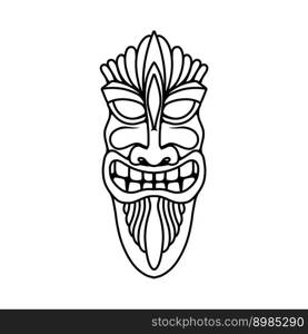 Illustration of tiki idol in monochrome style. Design element for poster, card, banner, emblem, sign. Vector illustration