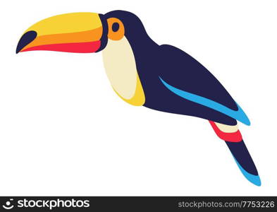 Illustration of toucan. Tropical exotic decorative bird. Stylized image for design.. Illustration of toucan. Tropical exotic decorative bird.