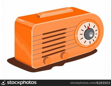 Illustration of transistor radio isolated on white background done in retro style. . Radio Retro