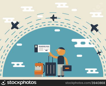 Illustration of travel concept with baggage elements