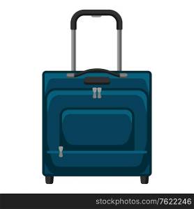 Illustration of travel textile suitcase with wheels. Icon or image for tourism and shops.. Illustration of travel textile suitcase with wheels.