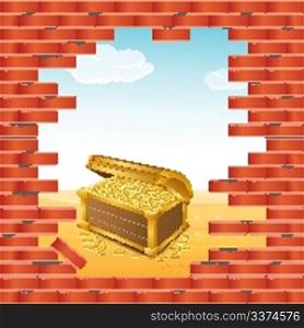 illustration of treasure chest with wall