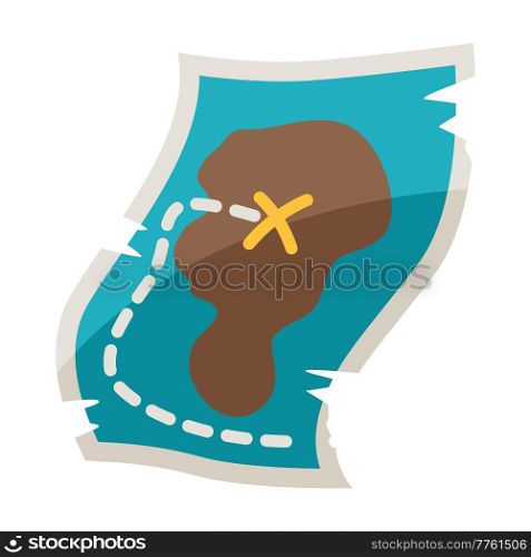 Illustration of treasure map. Image for game or adventure. Stylized icon.. Illustration of treasure map. Image for game or adventure.