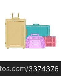 illustration of trolley bags on white background