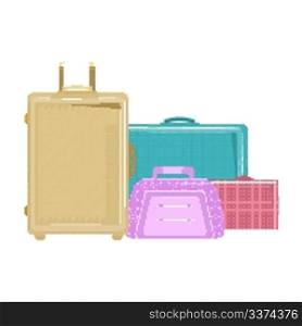 illustration of trolley bags on white background