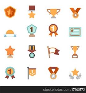 illustration of trophy and awards icons vector