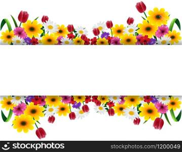 Illustration of Tropical flowers banner