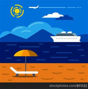 illustration of tropical sea beach resort and cruise travel. tropical beach resort