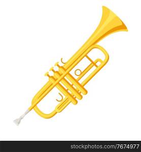 Illustration of trumpet. Musical instrument for concert poster or advertisement.. Illustration of trumpet. Musical instrument for concert poster.