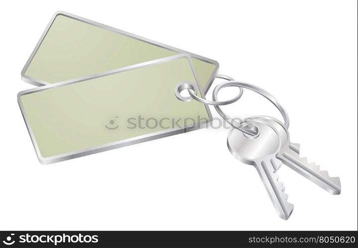 Illustration of two keys on a keyring with tag with copy-space for your text&#xA;
