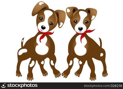 Illustration of two true friends - Jack Russell - isolated on white background without text