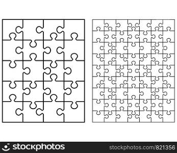 Illustration of two white puzzles, separate pieces