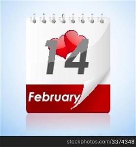illustration of valentine card with calender on white background
