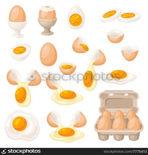 Illustration of various chicken egg. Images for gastronomy, food and agricultural industries.. Set of various chicken egg. Images for food and agricultural industries.