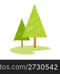 illustration of vector christmas tree with sketch effect against an isolated background