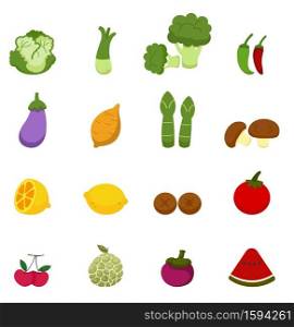 Illustration of vegetables and fruits icons
