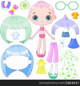 Illustration of very cute dress up doll