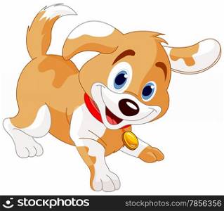 Illustration of very cute playful puppy