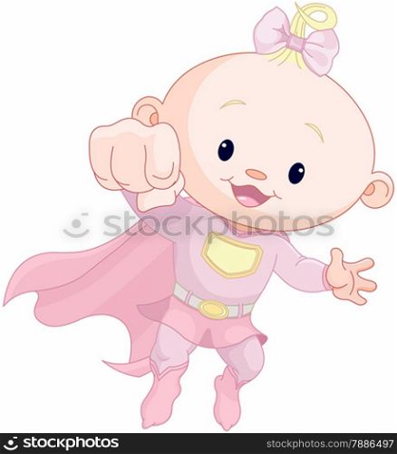 Illustration of very cute super baby girl