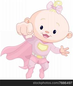 Illustration of very cute super baby girl