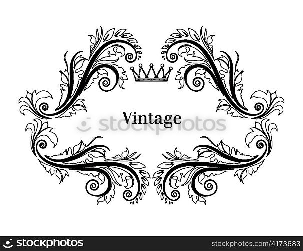 illustration of vintage floral frame in black and white vector