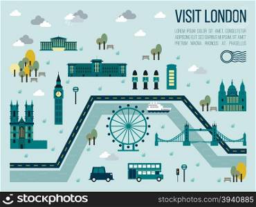Illustration of visit london map in travel concept
