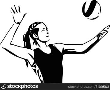 Illustration of volleyball player playing on abstract background
