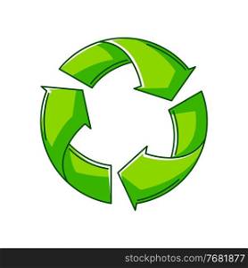 Illustration of waste recycling. Ecology icon or image for environment protection.. Illustration of waste recycling. Ecology icon for environment protection.
