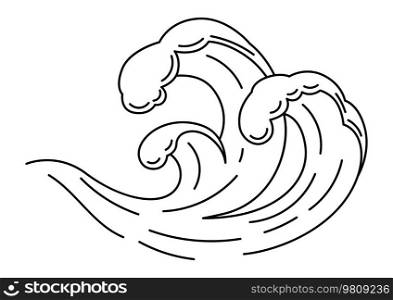 Illustration of wave with sea foam. Ocean, river or water splash.. Illustration of wave with sea foam. Ocean or water splash.