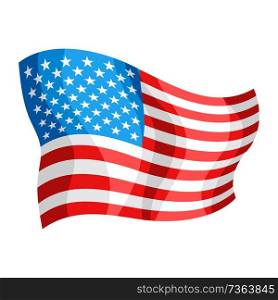 Illustration of waving American Flag. Isolated on white background.. Illustration of waving American Flag.