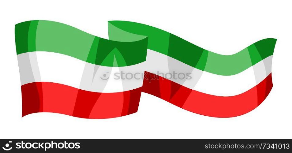 Illustration of waving mexican flag. Traditional simbol.. Illustration of waving mexican flag.