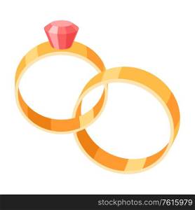 Illustration of wedding bride and groom rings. Marriage romantic items.. Illustration of wedding bride and groom rings.