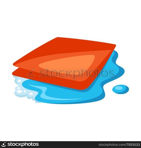 Illustration of wet cleaning rag. Housekeeping cleaning item for service, design and advertising.. Illustration of wet cleaning rag.