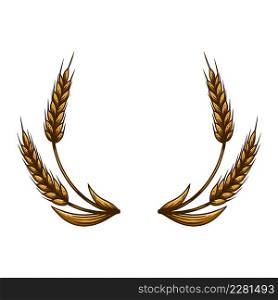 Illustration of wheat spikelet in engraving style. Design element for poster, card, banner, sign. Vector illustration