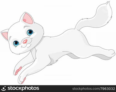 Illustration of white kitten